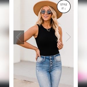 Pink Lily Black Bodysuit